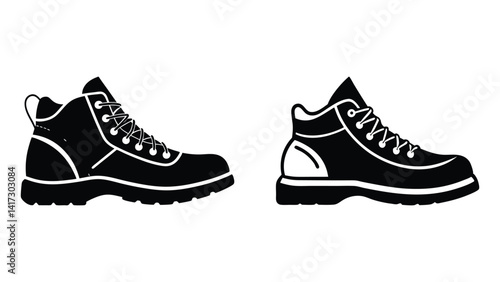 set of Hiking boot vector illustration on white background, set of shoes