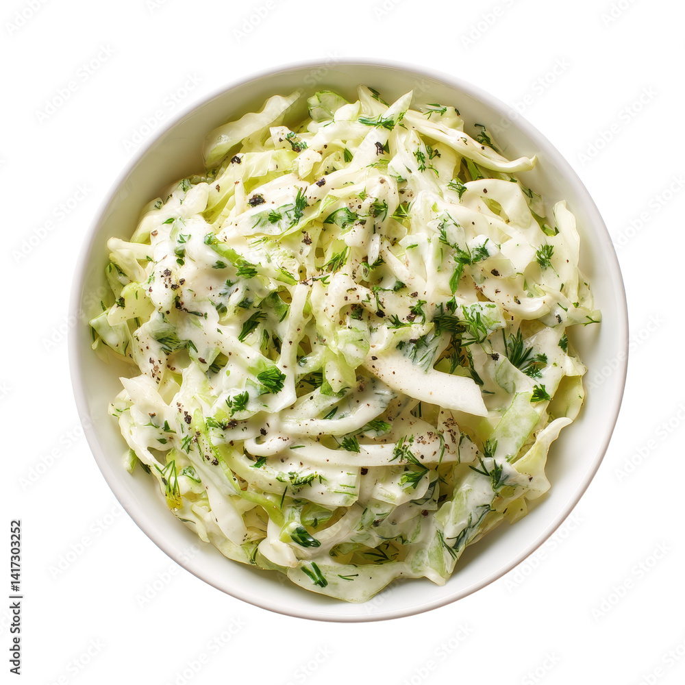 Dill coleslaw with shredded cabbage in creamy dressing Dill coleslaw with shredded cabbage in creamy dressing