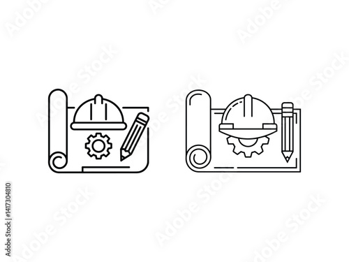 Blueprint Silhouette Vector Set: Engineering Design