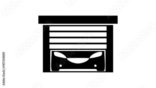 car garage symbol, black isolated silhouette
