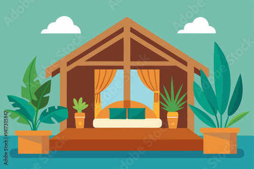 cozy-resort-room-with-wooden-decor-and-plants