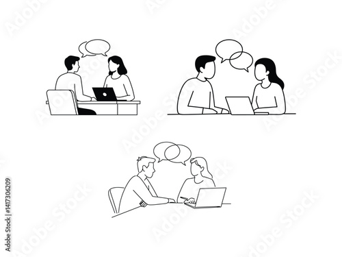 Business Conversation Silhouette Vector Set