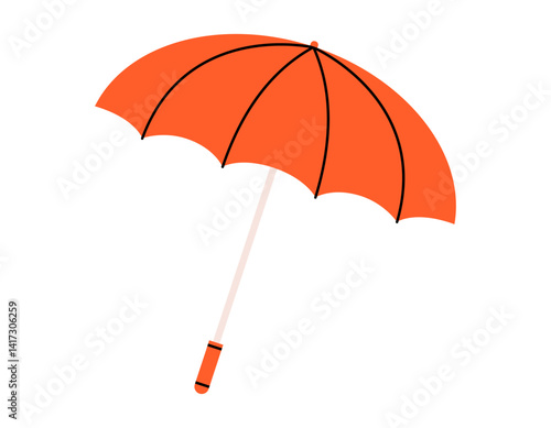 Hand drawn cute cartoon illustration umbrella. Flat vector protection tool sticker doodle. Safety symbol icon. Financial guarantee. Defense and care in banking. Security system. Isolated.