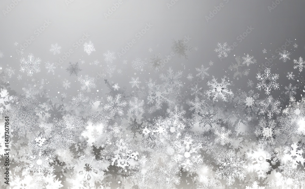 Winter wonderland: A serene image featuring a flurry of snowflakes against a soft, gray background. Winter wonderland: A serene image featuring a flurry of snowflakes against a soft, gray background.