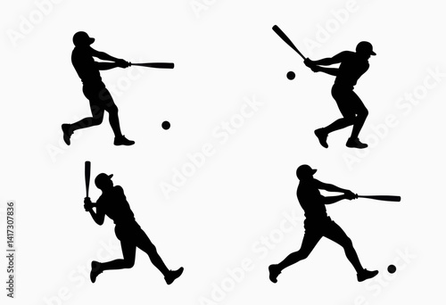 Elevate your baseball-themed projects with this striking vector image featuring silhouettes of batters swinging the bat, suitable for baseball blogs, sports equipment advertisements, and designs that 