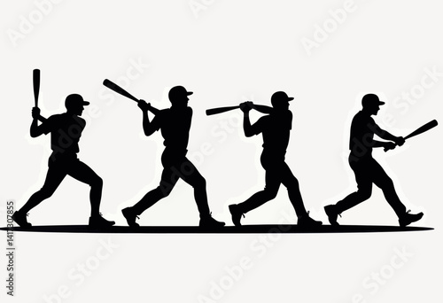Enhance your sports-themed designs with this dynamic vector graphic showcasing baseball batter silhouettes, perfect for sports event posters, baseball club websites, and promoting baseball training an