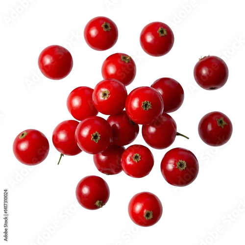 A pile of red berries on a white or transparent background.