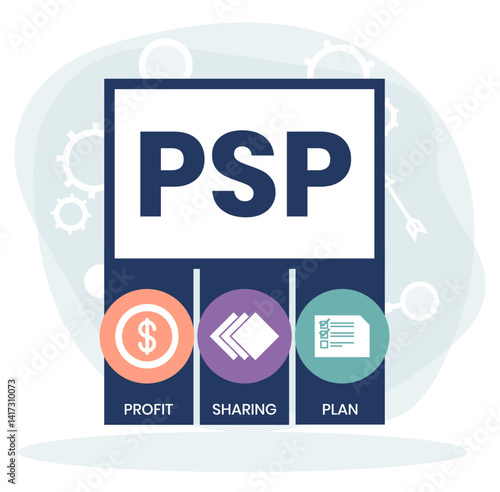 PSP - Profit Sharing Plan acronym. business concept background. vector illustration concept with keywords and icons. lettering illustration with icons for web banner, flyer, landing