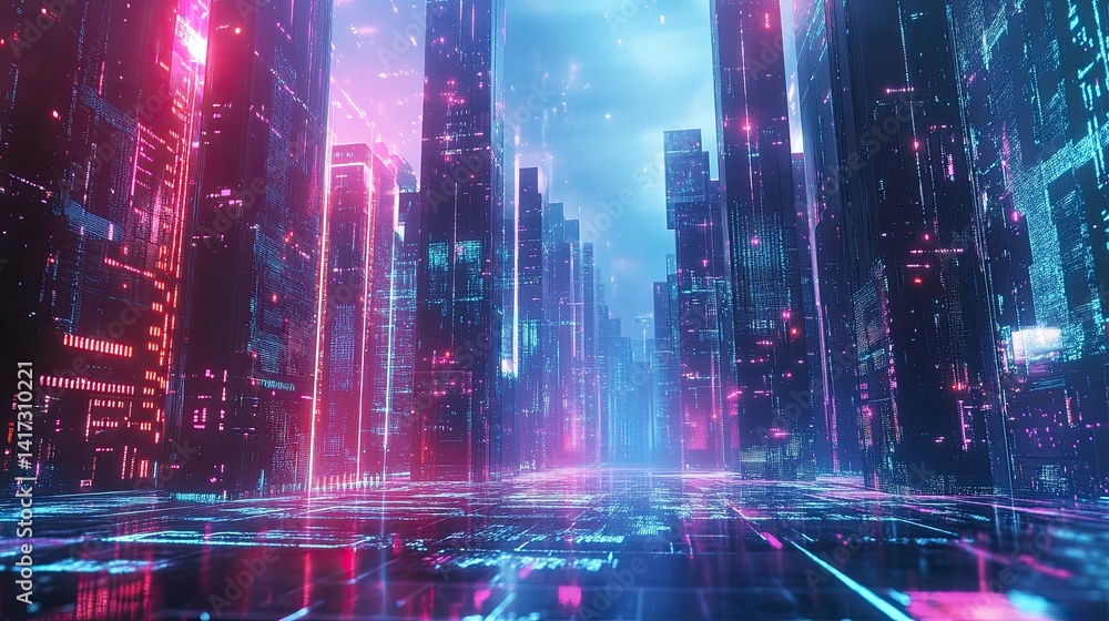 Neon pulse: a futuristic cityscape with towering structures and vibrant lights Neon pulse: a futuristic cityscape with towering structures and vibrant lights