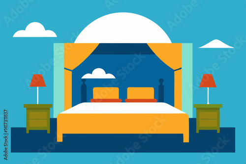 illustration of a bedroom with a bed