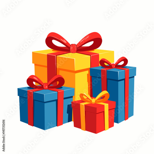 Colorful gift boxes with bows against a light background