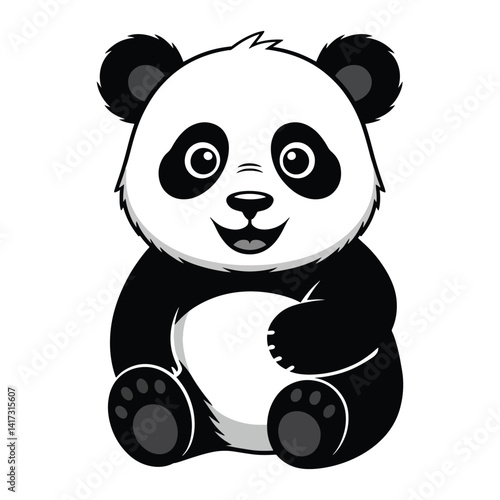 Cute panda cartoon isolated on white background. Vector stock
