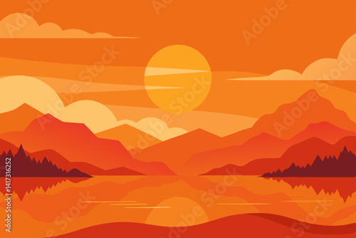 sunset over the mountains