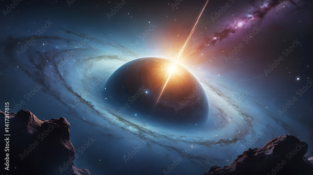 Obraz premium Planets and galaxy, science fiction wallpaper. Beauty of deep space.