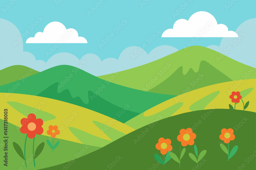 Fototapeta premium rolling-hills-with-wildflowers-in-bloom