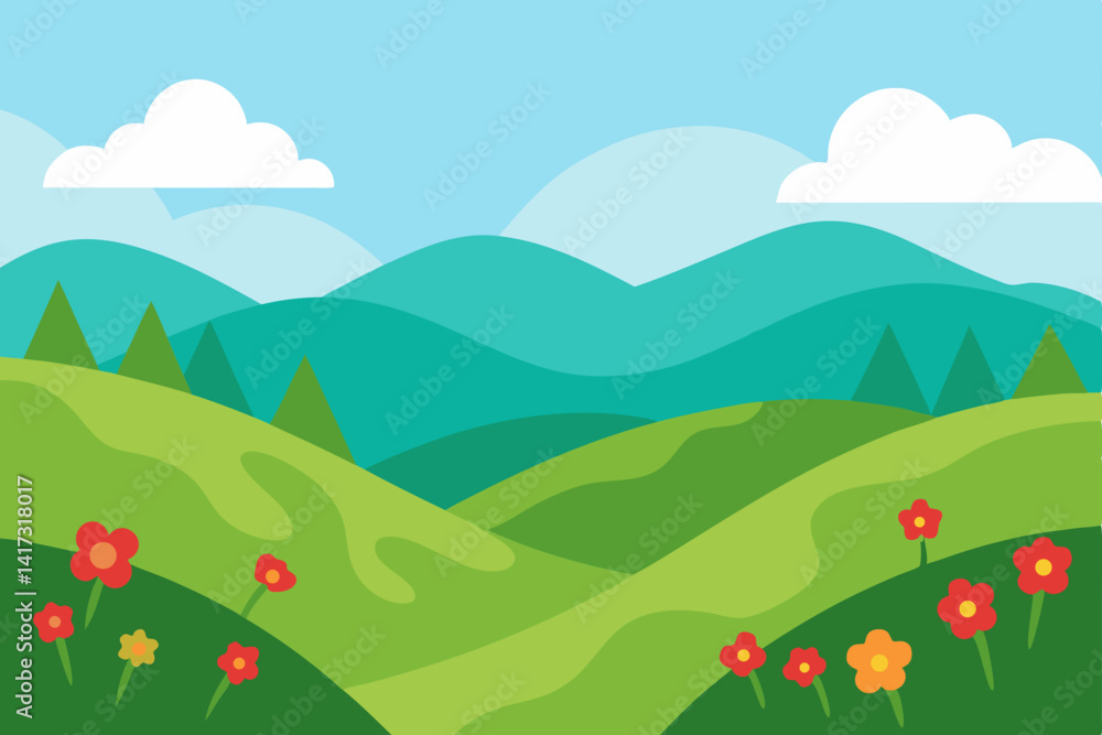 Fototapeta premium rolling-hills-with-wildflowers-in-bloom