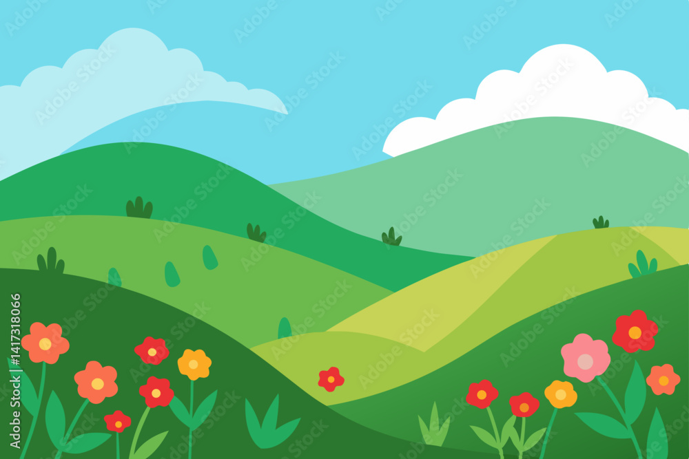 Fototapeta premium rolling-hills-with-wildflowers-in-bloom
