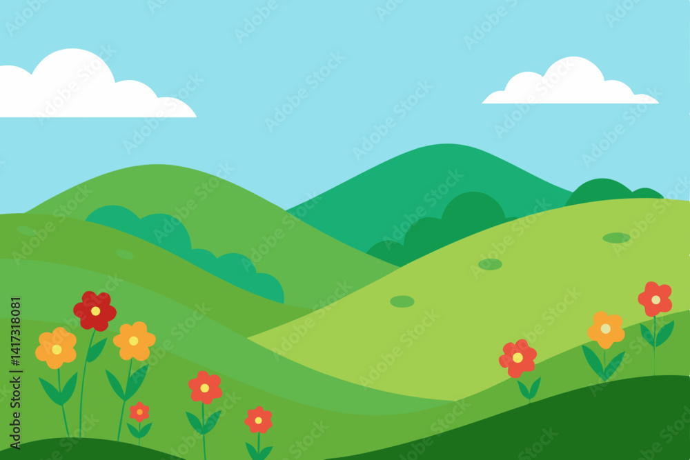 Fototapeta premium rolling-hills-with-wildflowers-in-bloom