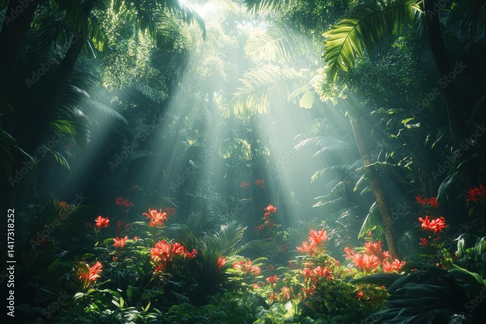 Lush jungle bathed in sunlight Lush jungle bathed in sunlight