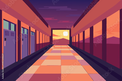 long corridor in a modern building