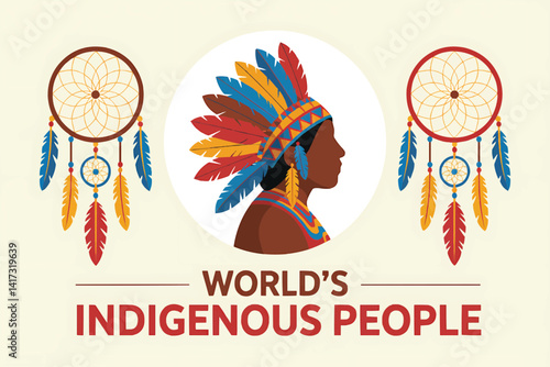 Celebrate world indigenous people day with dreamcatchers and native american headdress