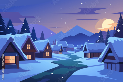 winter landscape with house