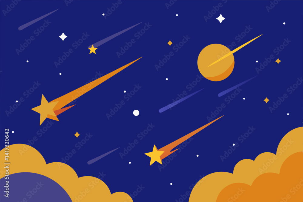 vector illustration of the moon and stars vector illustration of the moon and stars