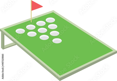 Golf Pong Cornhole Board Vector Illustration