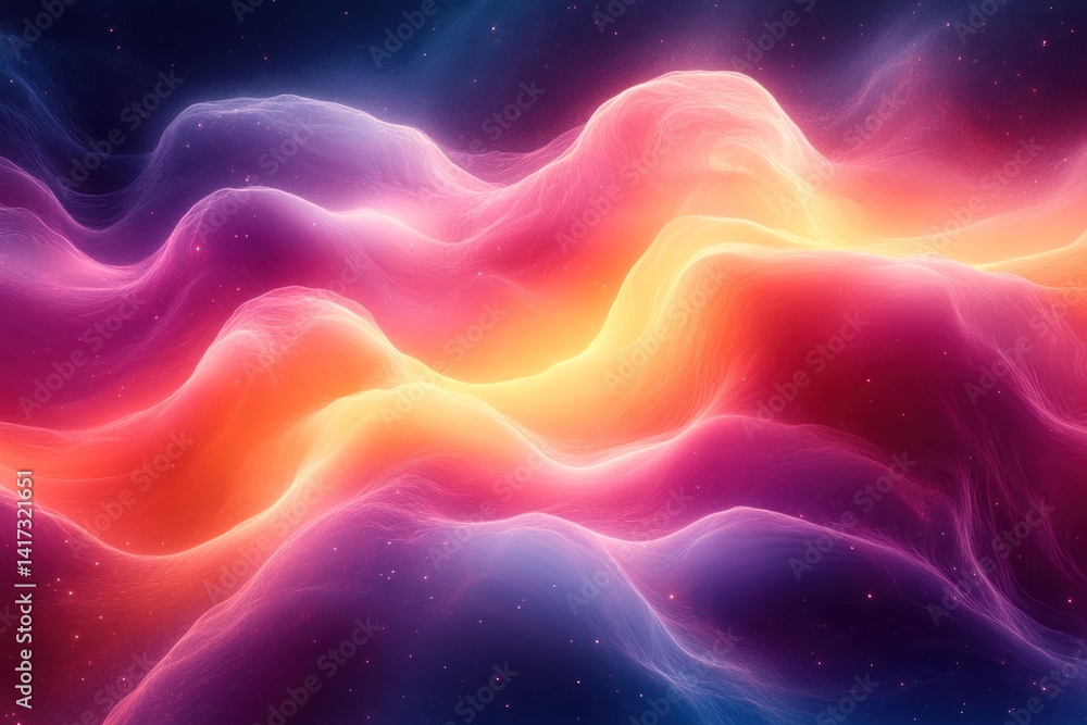 Obraz premium Abstract vibrant glowing wavy shapes