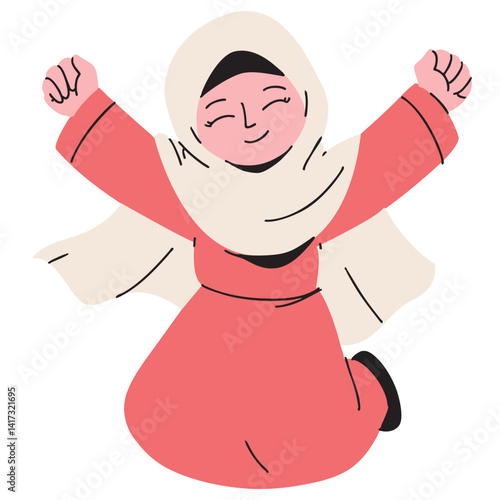 Happy Woman in Hijab Jumping