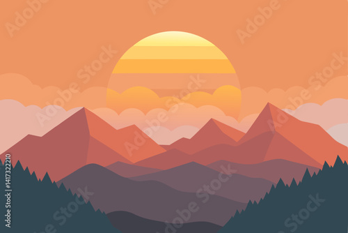 sunset in mountains