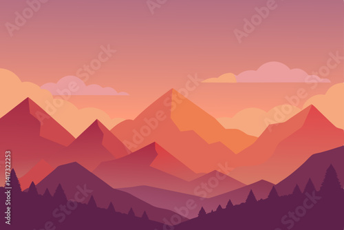 sunset in mountains