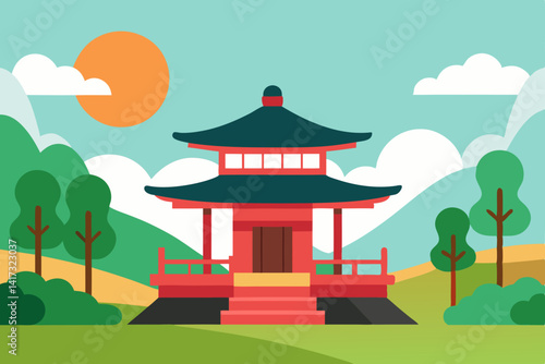 japanese garden with pagoda