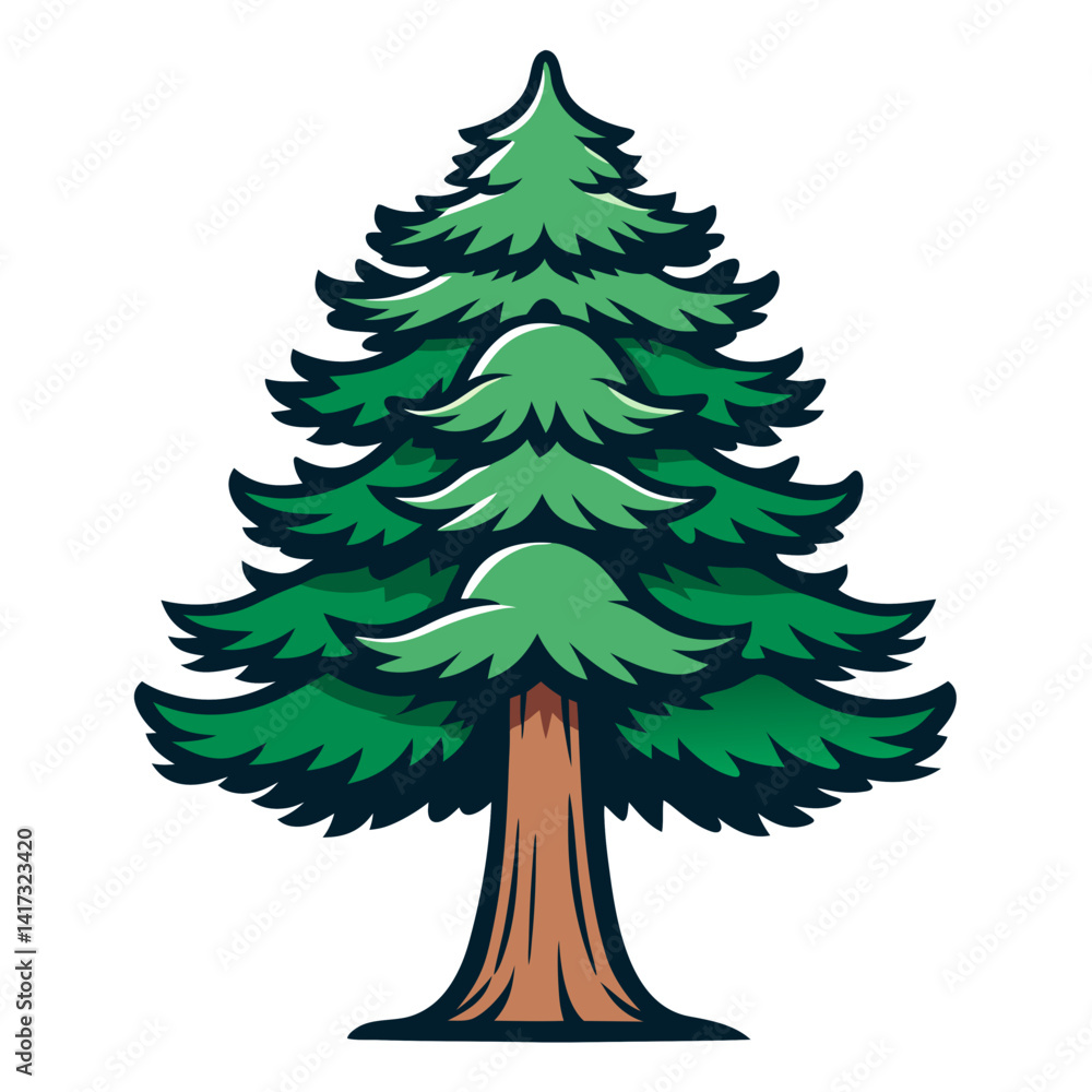 Fototapeta premium Austrian Pine Tree Bold Design Illustration