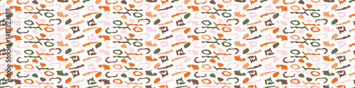 Simple whimsical modern abstract border shape seamless pattern. Trendy pastel color banner with hand drawn playful style for edging trim, wash tape and summer texture ribbon background.