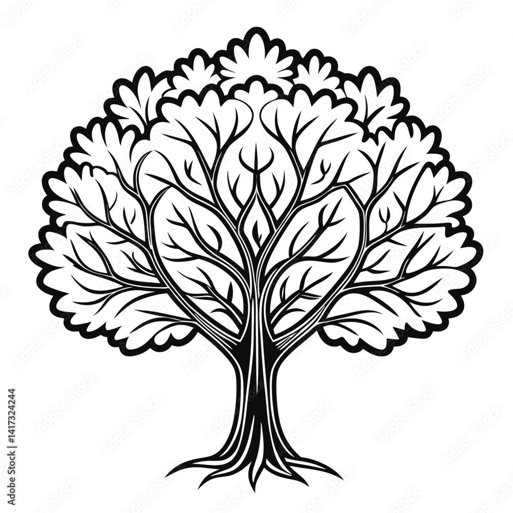 Obraz premium Stylish Bay Tree Illustration Art