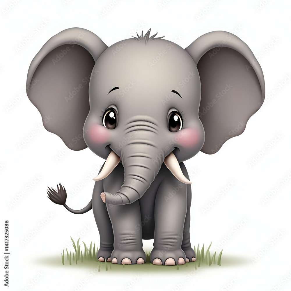 Fototapeta premium Elephant cartoon illustration white background