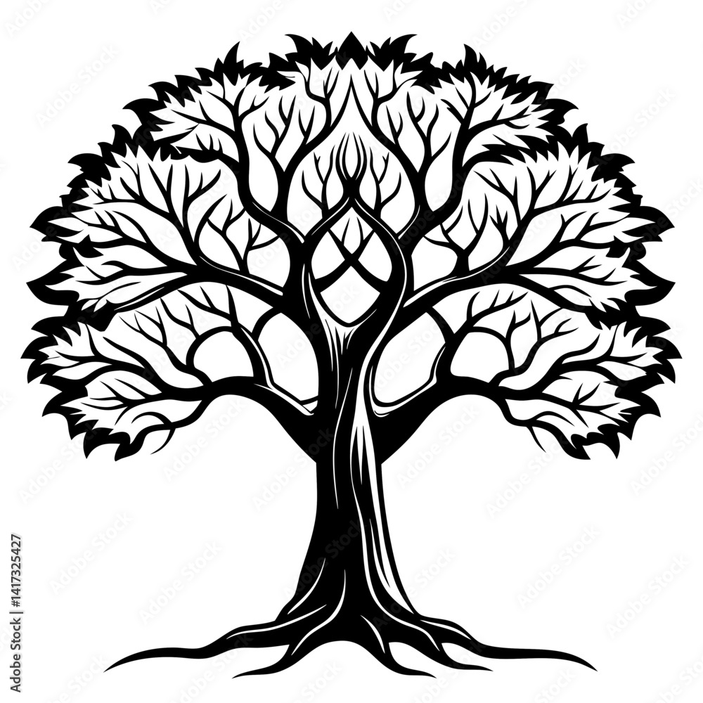 Fototapeta premium Distinct Blackthorn Tree Design with Strong Outline