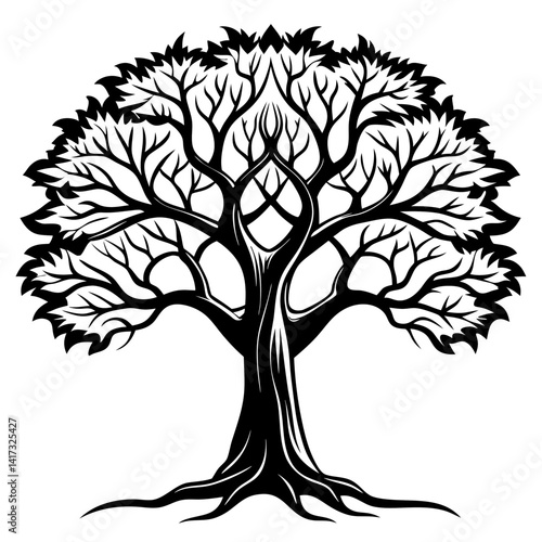  Distinct Blackthorn Tree Design with Strong Outline