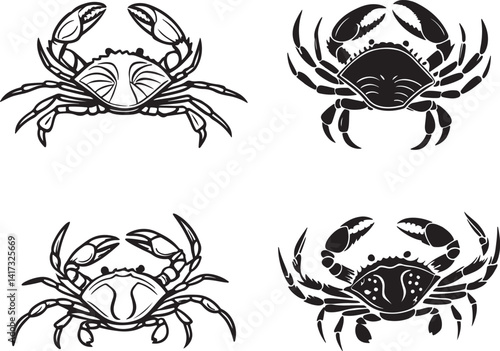 Wallpaper Mural Black and white crab icon illustration on a white background, showcasing a simple vector art design Torontodigital.ca