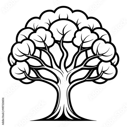  Elegant Calabash Tree Graphic with Bold Lines