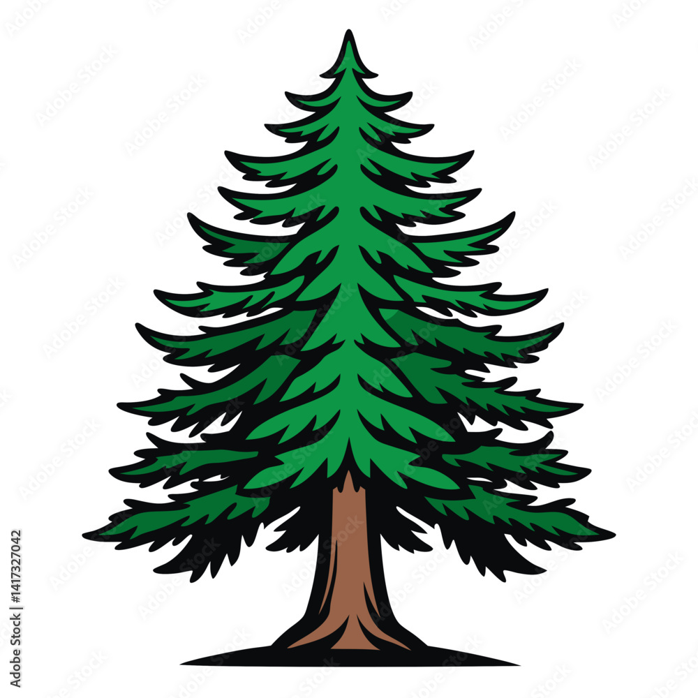 Fototapeta premium Charming Canadian Hemlock Tree Illustration