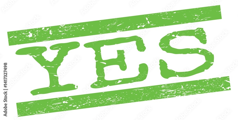 YES text on green lines stamp sign.