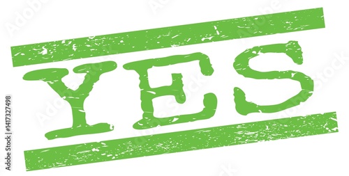 Obraz na płótnie YES text on green lines stamp sign. w salonie