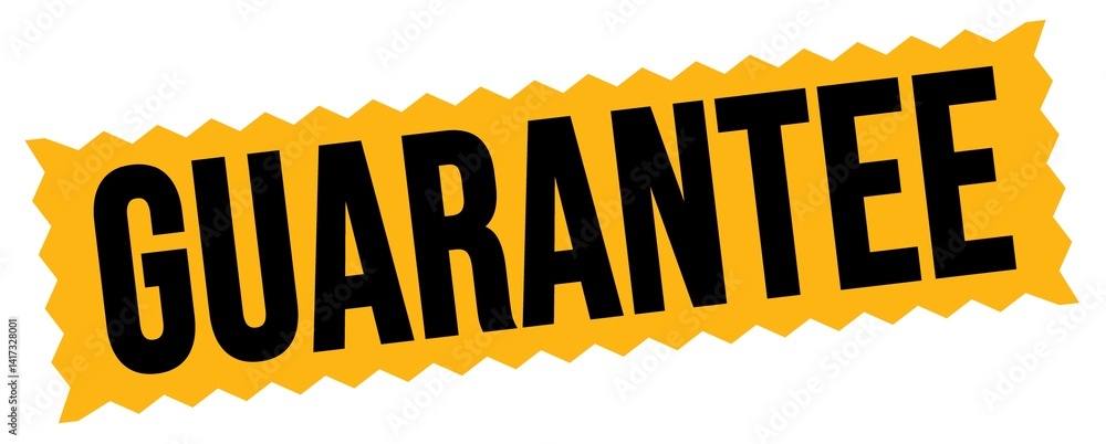 GUARANTEE text written on orange-black zig-zag stamp.