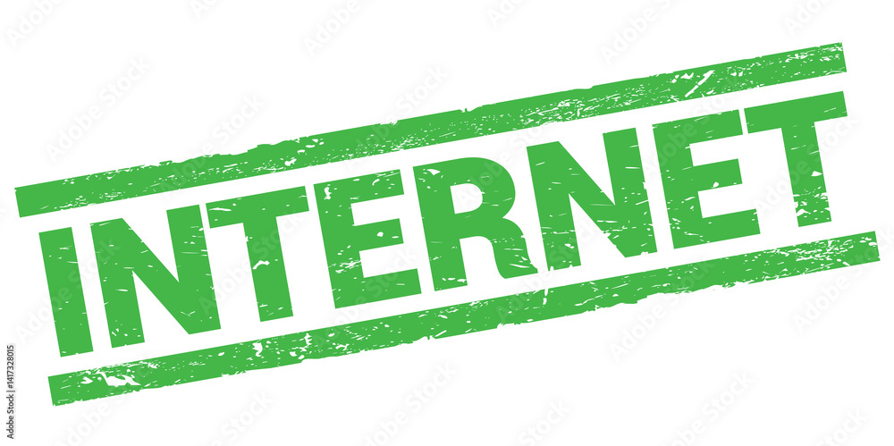 INTERNET text on green rectangle stamp sign.