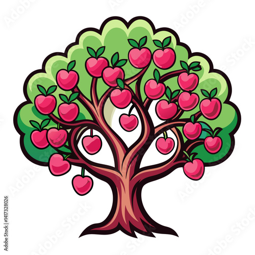  Elegant Cherry Plum Tree Design with Bold Outline