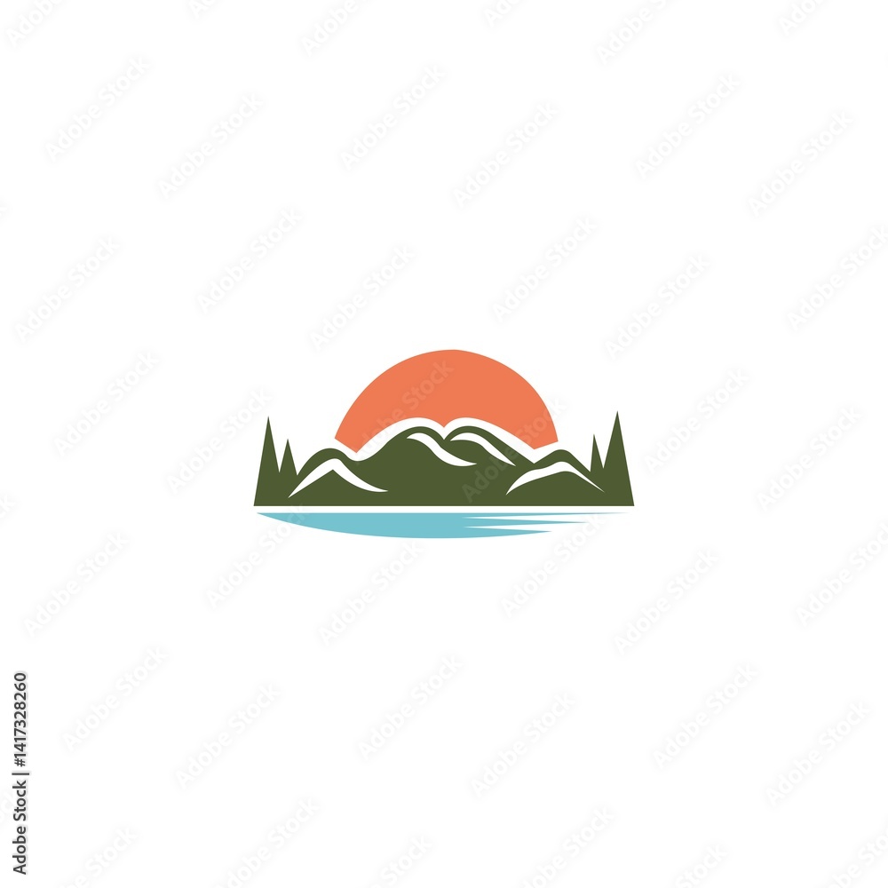Mountain River Landscape Logo Design Mountain River Landscape Logo Design