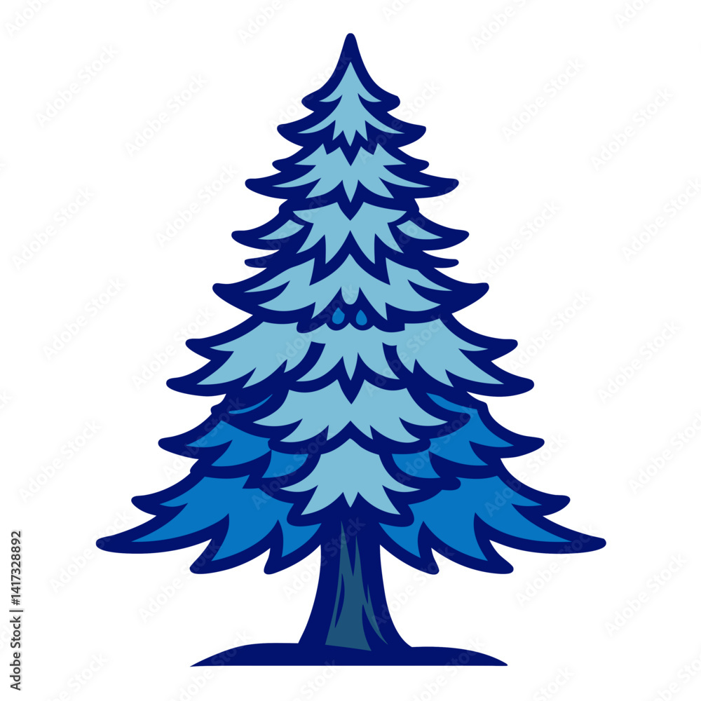 Obraz premium Charming Colorado Blue Spruce Tree Design Featuring Bold Outline