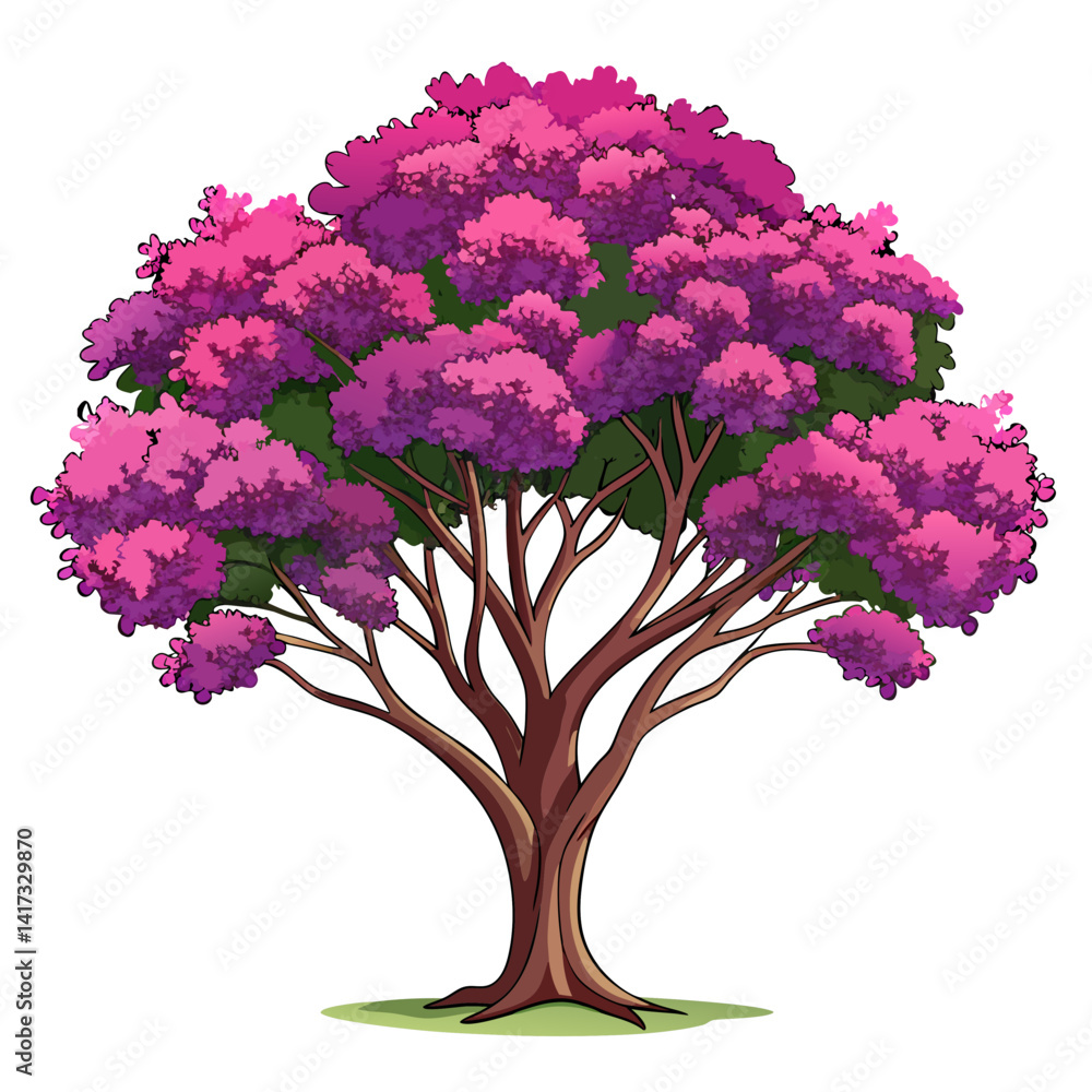 Obraz premium Bold Crape Myrtle Tree Illustration on White Background